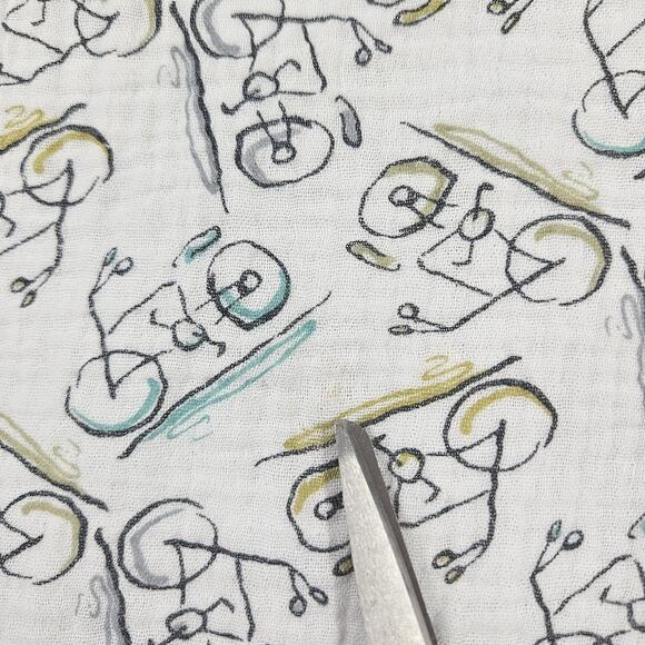 CMC Color Me Cotton Top Size XXL Bicycle Print Muslin Gauze Soft Boxy Lagenlook - Picture 3 of 9